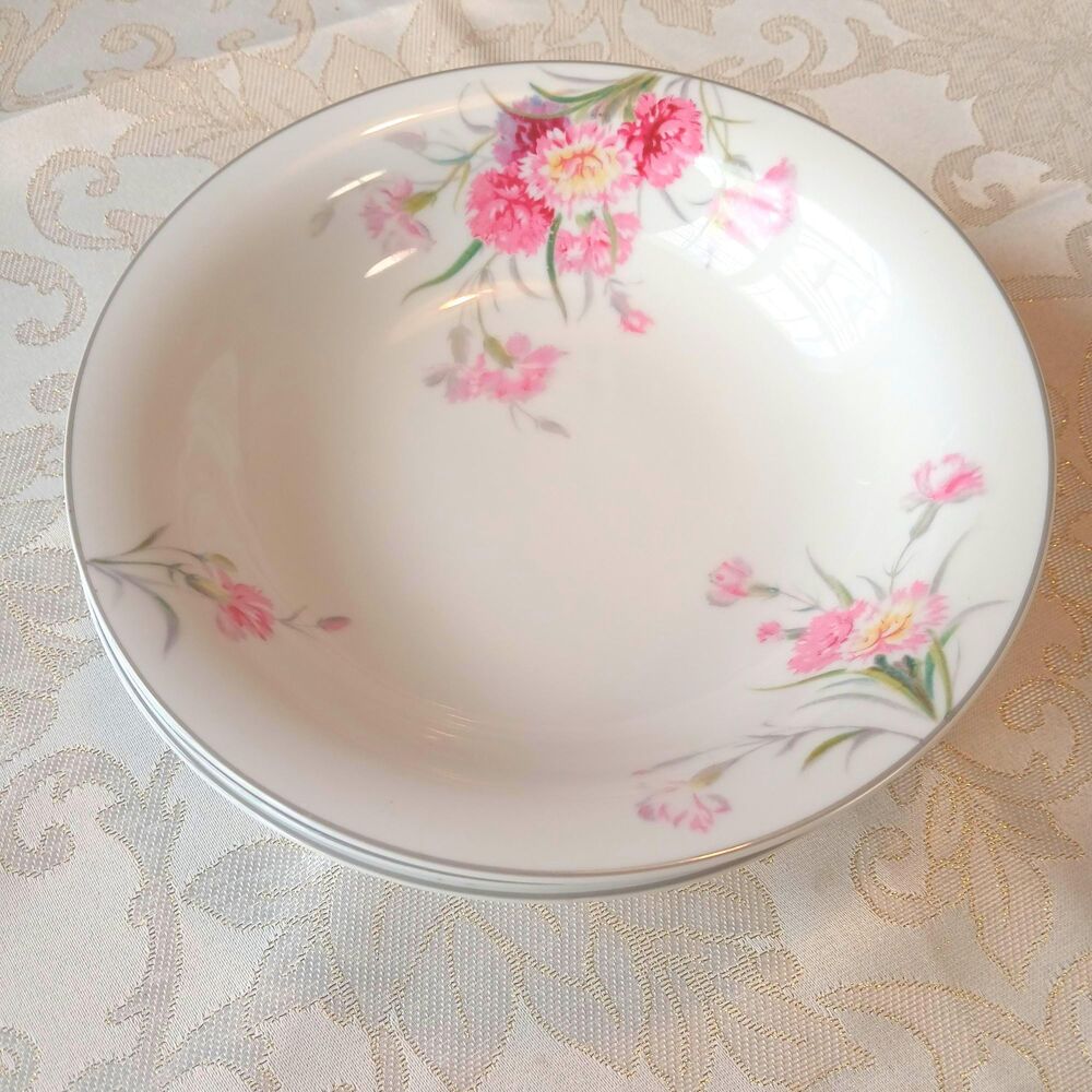 Noritake Nippon Toki Kaisha Japan Amherst Pink Carnation Soup Salad Bowls Set